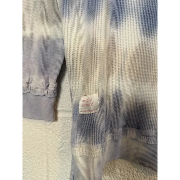 Simply Southern Waffle Knit Pullover M Tie Dye Long Sleeve Cotton Casual - Picture 3 of 7